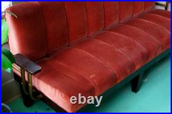 Gorgeous Red Velvet Velour Tufted Mid-Century Modern Chesterfield Style Sofa