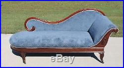 Gorgeous Victorian Walnut Fainting Sofa Chaise Lounge Velvet Fabric Circa 1875