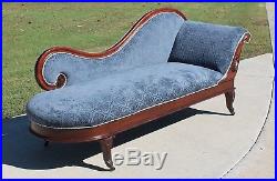 Gorgeous Victorian Walnut Fainting Sofa Chaise Lounge Velvet Fabric Circa 1875