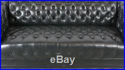 Green Leather Chesterfield-style Tutted Sofa