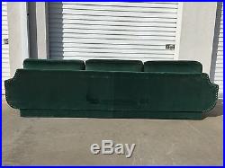 Green Sofa Couch Vintage Hollywood Regency Loveseat Lounge Seating Settee Brass