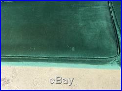 Green Sofa Couch Vintage Hollywood Regency Loveseat Lounge Seating Settee Brass