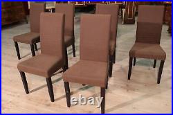 Group of six chairs in wood furniture in fabric modern armchairs living room
