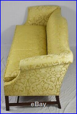 HICKORY CHAIR Mahogany Chippendale Sofa with Damask Fabric Williamsburg Style