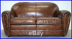 Halo Flee Market Brown Aniline Two Seater Leather Sofa On Stylish Round Arms