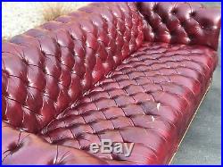 Hancock & Moore Chesterfield Tufted 87 Sofa in Red Oxblood Leather Bun Feet