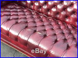 Hancock & Moore Chesterfield Tufted 87 Sofa in Red Oxblood Leather Bun Feet