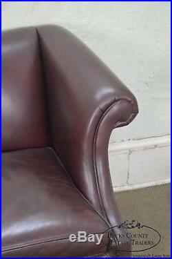 Hancock & Moore Mahogany Chippendale Style Leather Sofa