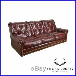 Hancock & Moore Oxblood Red Leather Tufted Sofa