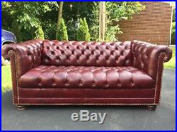 Hancock & Moore Tufted Chesterfield Loveseat in Red Oxblood Leather