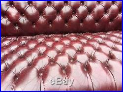 Hancock & Moore Tufted Chesterfield Loveseat in Red Oxblood Leather