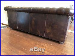 Hancock & Moore Tufted Chesterfield Parlor Sofa in Brown Leather