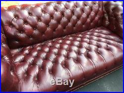 Hancock & Moore Tufted Chesterfield Sofa Loveseat in Red Oxblood Leather