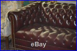 Hancock & Moore Tufted Chesterfield Sofa Loveseat in Red Oxblood Leather 75