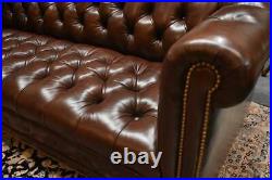 Hancock & Moore Vintage Tufted Leather Chesterfield Sofa Nail Head Trim