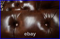 Hancock & Moore Vintage Tufted Leather Chesterfield Sofa Nail Head Trim