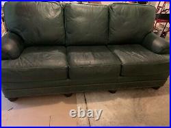 Hancock and Moore Kodiak Green Leather 3-Cushion Sofa