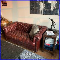 Hancock and Moore Leather Chesterfield loveseat sofa