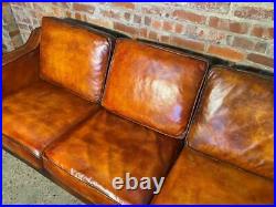 Heavily Patinated Tan Danish 1970 Three seater Mogensen Style Leather Sofa