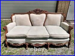 Hecht Brothers Victorian Rococo style couch sofa, light green