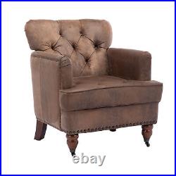 Hengming Living leisure Upholstered Fabric Club Chair, Antique Brown