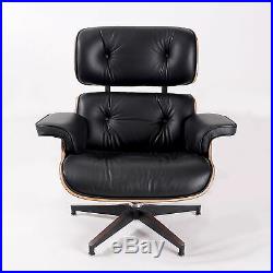 Herman Miller Eames Lounge Chair Ottoman Full Genuine Leather Black Palisander