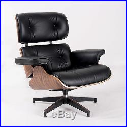 Herman Miller Eames Lounge Chair Ottoman Full Genuine Leather Black Palisander