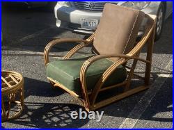 Heywood Wakefield Ashcraft Rattan 3pc Living Room Set w Chair & Table Sofa Couch