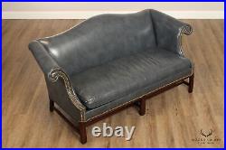 Hickory Chair Co. Chippendale Style Camelback Leather Sofa