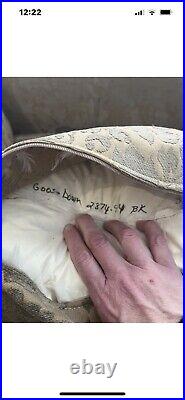 Hollywood Regency Goose Down Crescent Shape Velour (1) Couch Plunkett Furniture