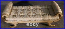 Hollywood Regency Silver Leafed Carved Gondola Form Bench Chaise, C1990