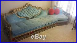 Hollywood regency french provincial velvet couch 1960's