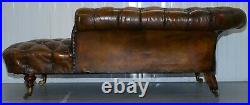 Howard & Son's Restored Brown Leather Chesterfield Chesterbed Walnut Framed