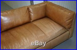 Huge Rrp £15,500 Ralph Lauren Three-four Seater Brown Leather Feather Sofa
