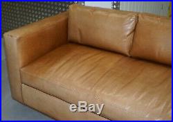 Huge Rrp £15,500 Ralph Lauren Three-four Seater Brown Leather Feather Sofa