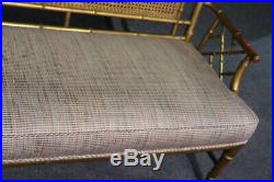 Incredible Gilded Gold Leaf Faux Bamboo & Cane Window Bedside Bench Settee Sofa