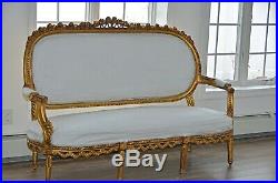 Italian Antique Vintage Gilded Wood Sofa Settee
