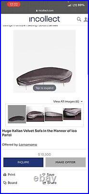 Italian Velvet Sofa in the Style of Ico Parisi, 1950