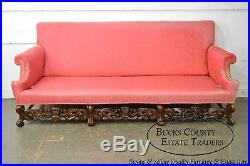 Jacobean Style 1920s Carved Walnut Frame Sofa