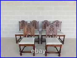 Jamestown Lounge Feudal Oak Jacobean Style Dining Chairs Set of 6