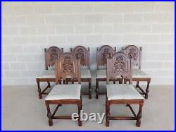 Jamestown Lounge Feudal Oak Jacobean Style Dining Chairs Set of 6