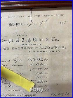 John Henry Belter Original Bill Copies Rare