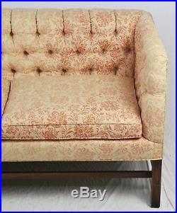 KITTINGER Mahogany Sofa with Tufted Peach Floral Upholstery