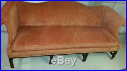 Kittinger Camel-Back Sofa, Mahogany Chippendale Legs Williamsburg Style