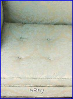 Kittinger Camel-Back Tuffed Sofa, Mahogany Chippendale Williamsburg Style Damask