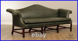 Kittinger Historic Newport Chippendale Style Leather Camelback Sofa