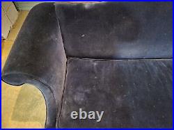 Kittinger Williamsburg Mahogany Chippendale Sofa Blue Velvet Fabric WA 1005