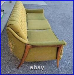 Kroehler Avant Green Mid Century Modern Sofa Couch MCM Walnut Danish 50s Vintage