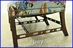 L54243EC Vintage Chippendale Mahogany Needlepoint Camelback Sofa