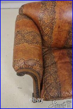 L57923EC STANFORD Tooled Western Leather Loveseat w. Hoof Feet